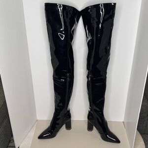 Shishang Glossy Over-the-Knee Boots NWOT 3.5 inch heel